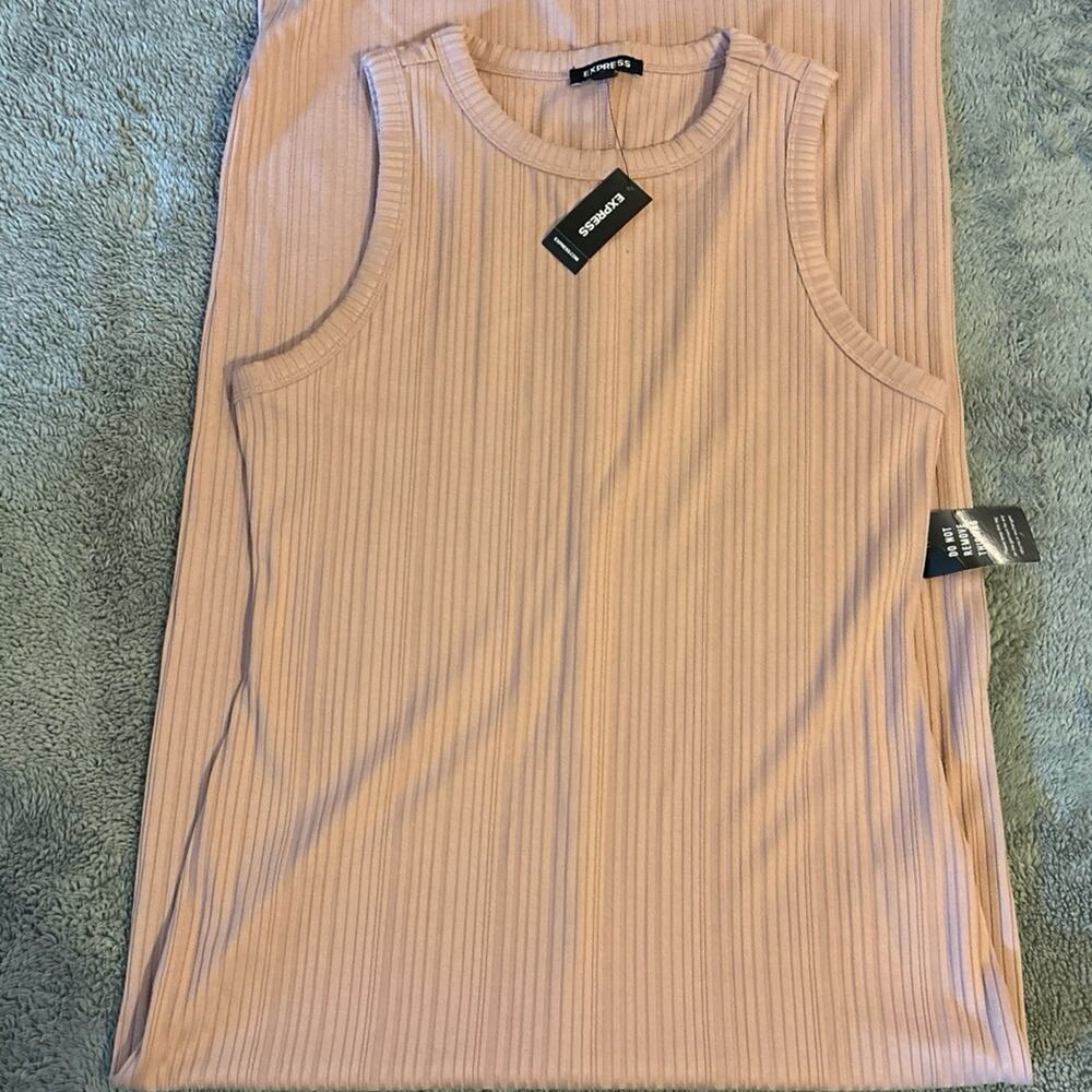 Express Sleeveless Ribbed Knit Maxi Dress Adobe Rose Heather - Size M